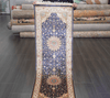 Load image into Gallery viewer, Turkish Rug Runner Blue Handmade Silk Rug Runner 2x6ft