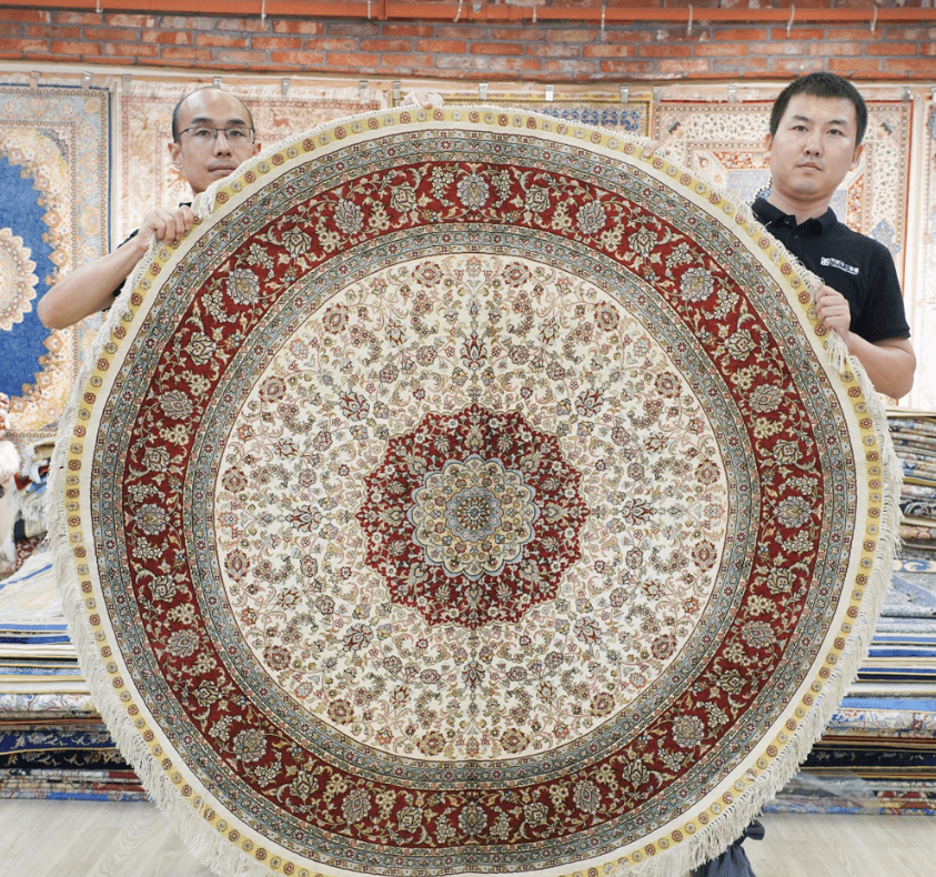 Handmade Pure Silk Rug Persian Villa Round Pink Carpet 5x5ft - Premium  from 𝐵𝑒𝓈𝓉 𝒟𝑒𝒸𝑜𝓇𝓏 - Just $2175! Shop now at 𝐵𝑒𝓈𝓉 𝒟𝑒𝒸𝑜𝓇𝓏