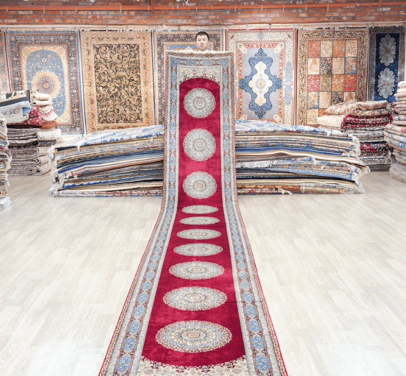 Persian Rug Red Hallway Handmade Silk Rug Runner 3x20ft - Premium  from 𝐵𝑒𝓈𝓉 𝒟𝑒𝒸𝑜𝓇𝓏 - Just $3620! Shop now at 𝐵𝑒𝓈𝓉 𝒟𝑒𝒸𝑜𝓇𝓏