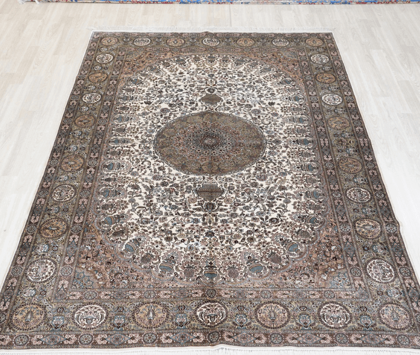 Antique Handmade Persian Rug Silk Oriental Area Carpet 6x9ft