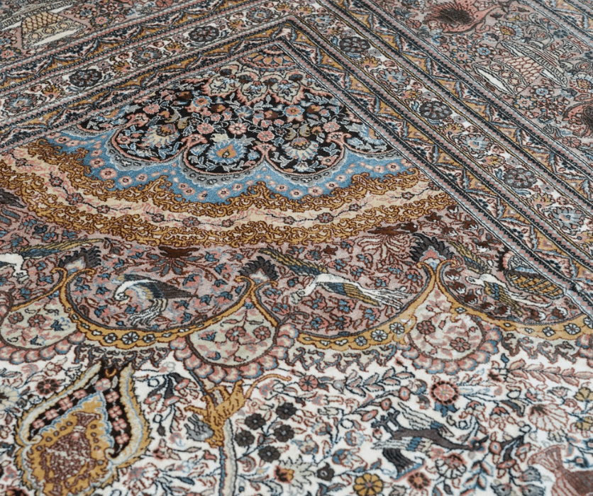 Antique Persian Rug Handmade Silk Classic Oriental Carpet Collection 9x12ft