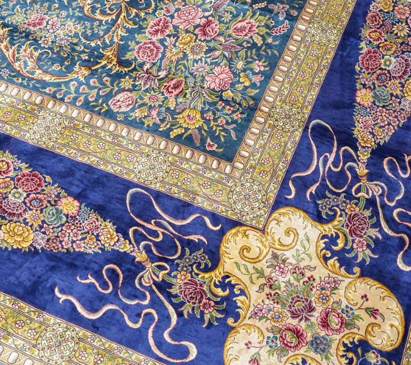 Turkish Carpet Hand-Knotted Oversized Silk Blue Carpet 12x18ft