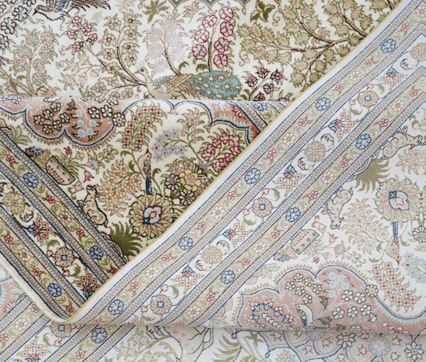 Persian Rug Handmade Beige Silk Classic Oriental Carpet Colletion 9x12ft