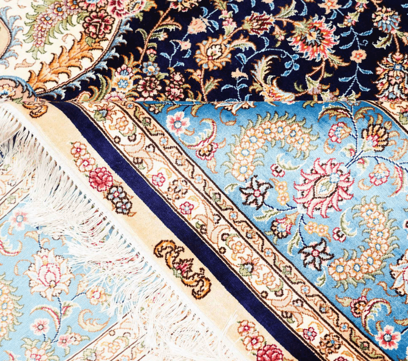 Persian Rug Bule Hand Woven Rug Silk Oriental Villa Carpet 6x9ft