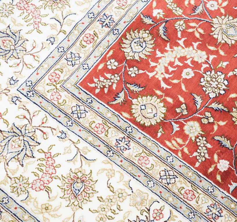 Hereke Carpet Rug Red Hand Woven Rug Silk Oriental Villa Carpet 6x9ft