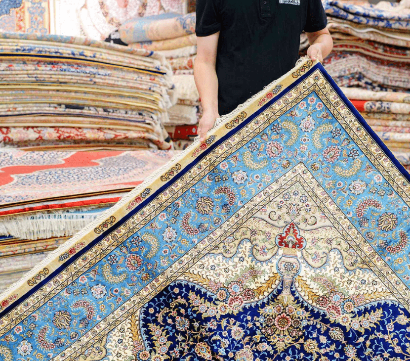 Persian Rug Bule Hand Woven Rug Silk Oriental Villa Carpet 6x9ft