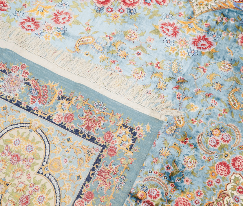 Oversized Persian Carpet Handmade Blue Silk Villa Carpet 12x18ft