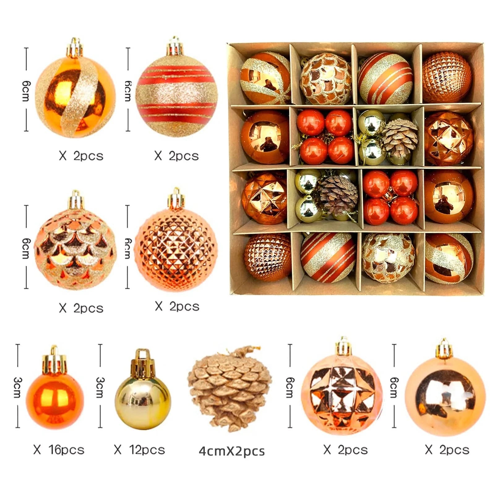 2023 Christmas Decoration 6cm Electroplated Plastic Balls Shaped Painted Christmas Balls Christmas Tree Hangings