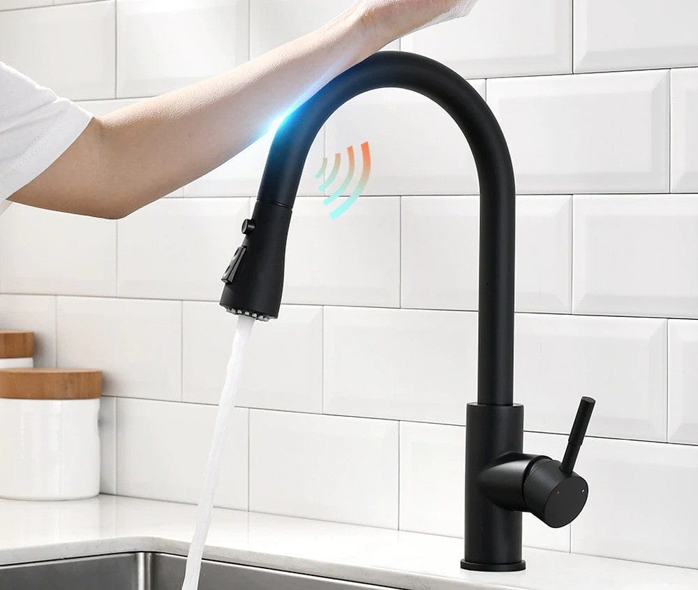 Black smart touch kitchen faucet 5