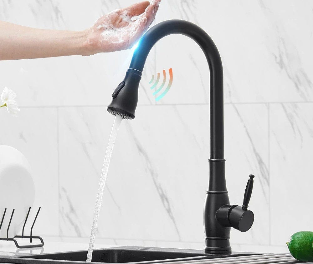 Black smart touch kitchen faucet-2