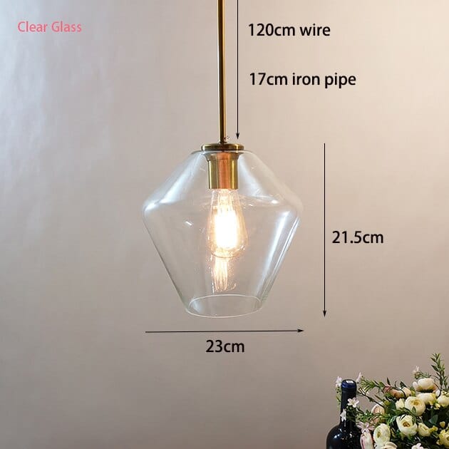 Hanging Glass Pendant Lamp Dimensions