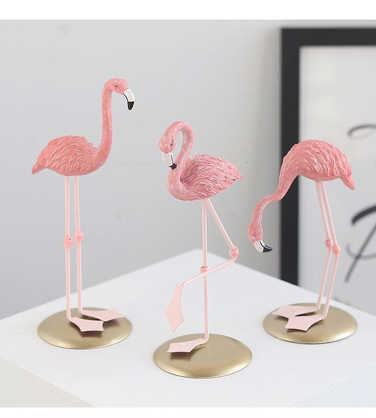 Resin Pink Flamingoes Statue Figurine