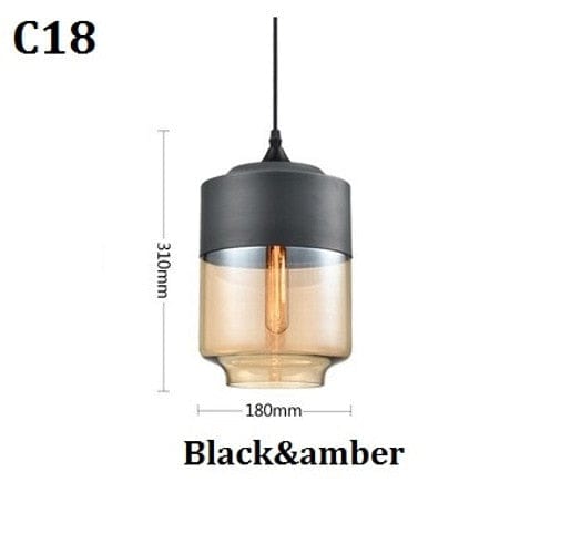 Modern glass lamp black & amber - 3