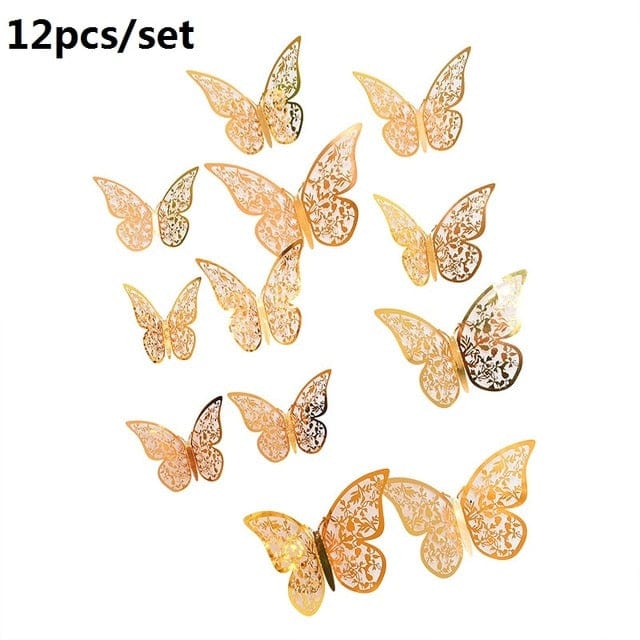 Gold Silver 3d Butterfly Mirror Wall Sticker