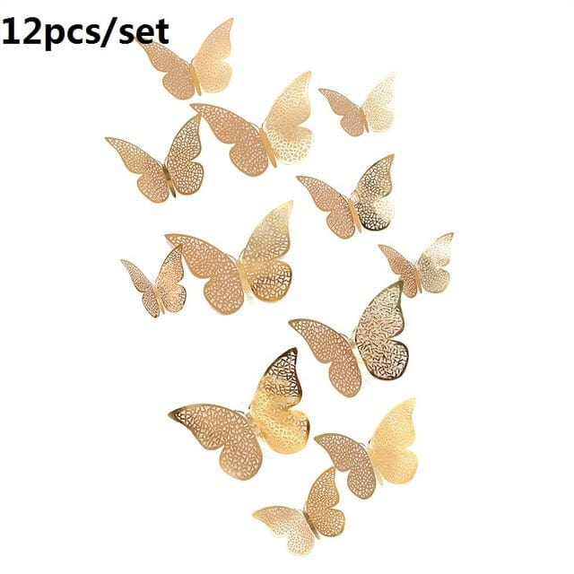 Gold Silver 3d Butterfly Mirror Wall Sticker