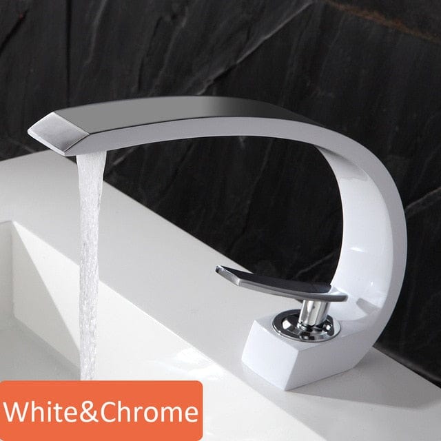 White & Chrome Basin Faucet