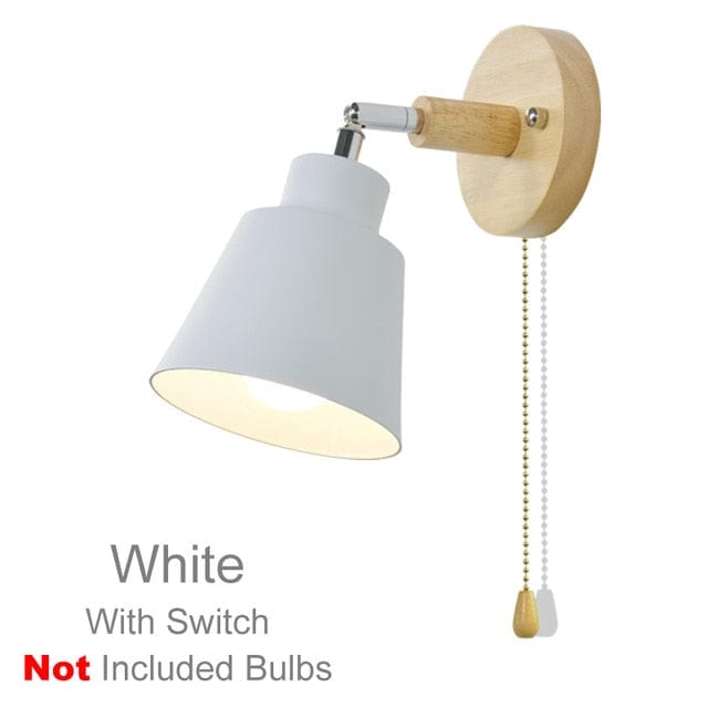 White Wooden Wall Lamp Sconce without bulb