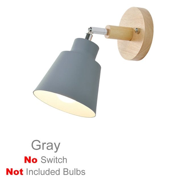 Gray Wooden Wall Lamp Sconce without bulb and switch