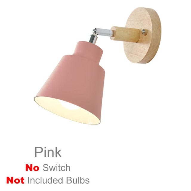 Pink Wooden Wall Lamp Sconce without bulb and switch