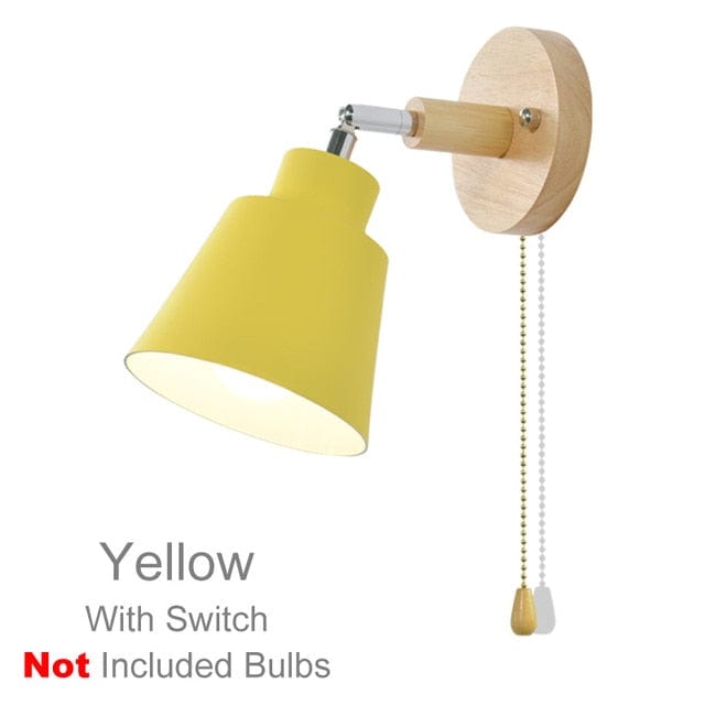 yellow Wooden Wall Lamp Sconce without bulb