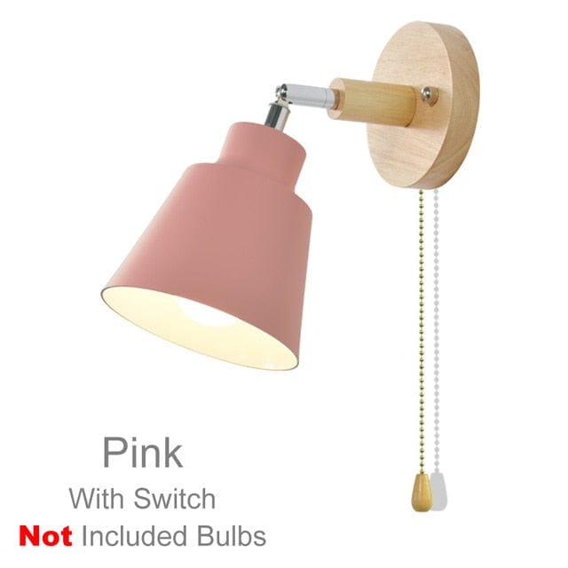 pink Wooden Wall Lamp Sconce without bulb