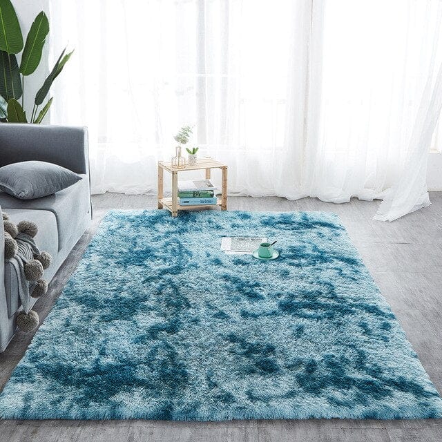 Blue Modern Shaggy Rug Zairmb Fluffy Carpet with Anti-Slip Faux Fur