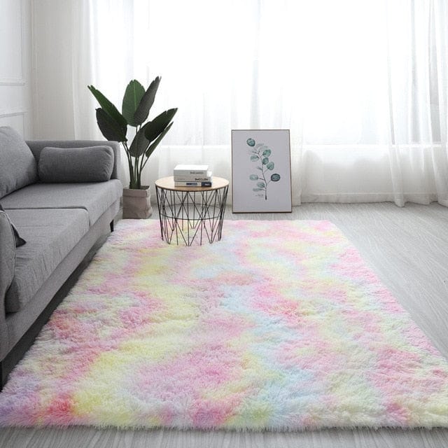 Rainbow multicolor Modern Shaggy Rug Zairmb Fluffy Carpet with Anti-Slip Faux Fur 1