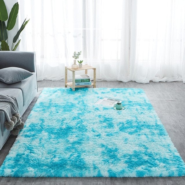 Sky Blue Modern Shaggy Rug Zairmb Fluffy Carpet with Anti-Slip Faux Fur