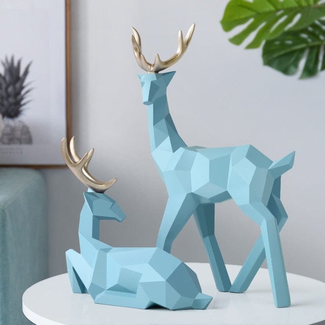 2pcs Modern Resin Deer Statue Sculpture