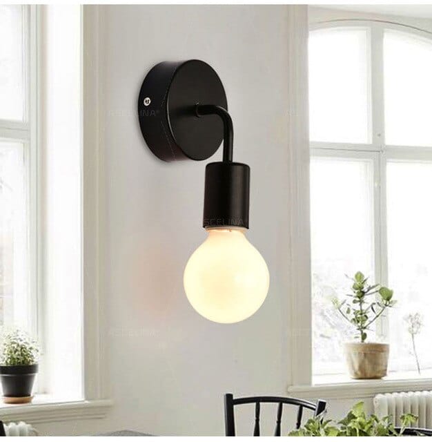 Decorative Wall Lamp with Wooden Holder in Black -1