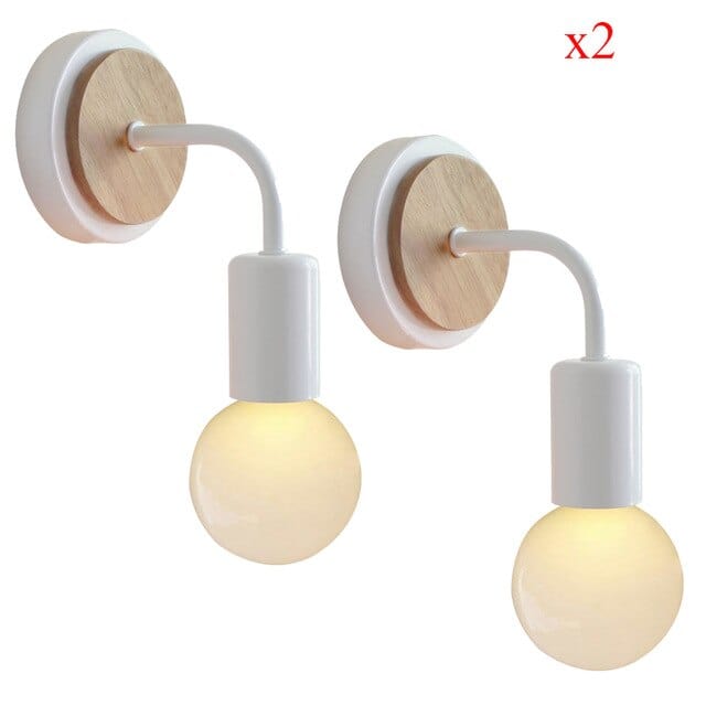 Decorative Wall Lamp with Wooden Holder X2
