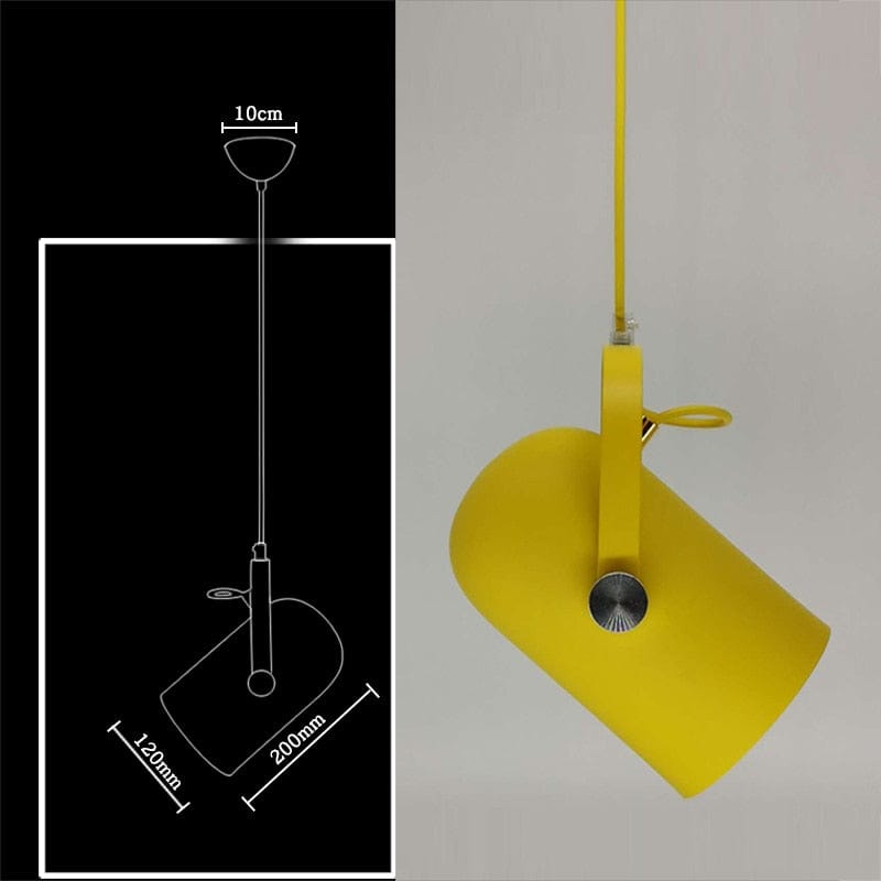 Yellow Nordic Angled Drop Light dimension
