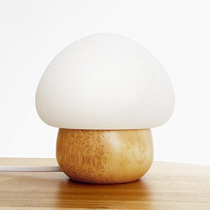 Wooden Mushroom Table Lamp