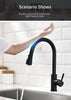 Black smart touch kitchen faucet