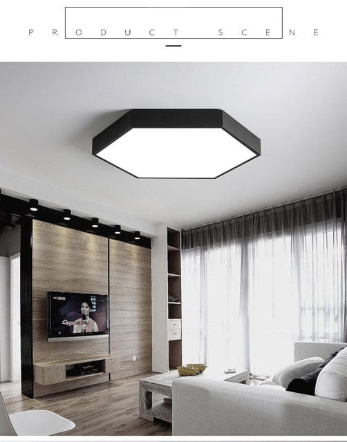 Modern LED hexagon ceiling light with black chrome
